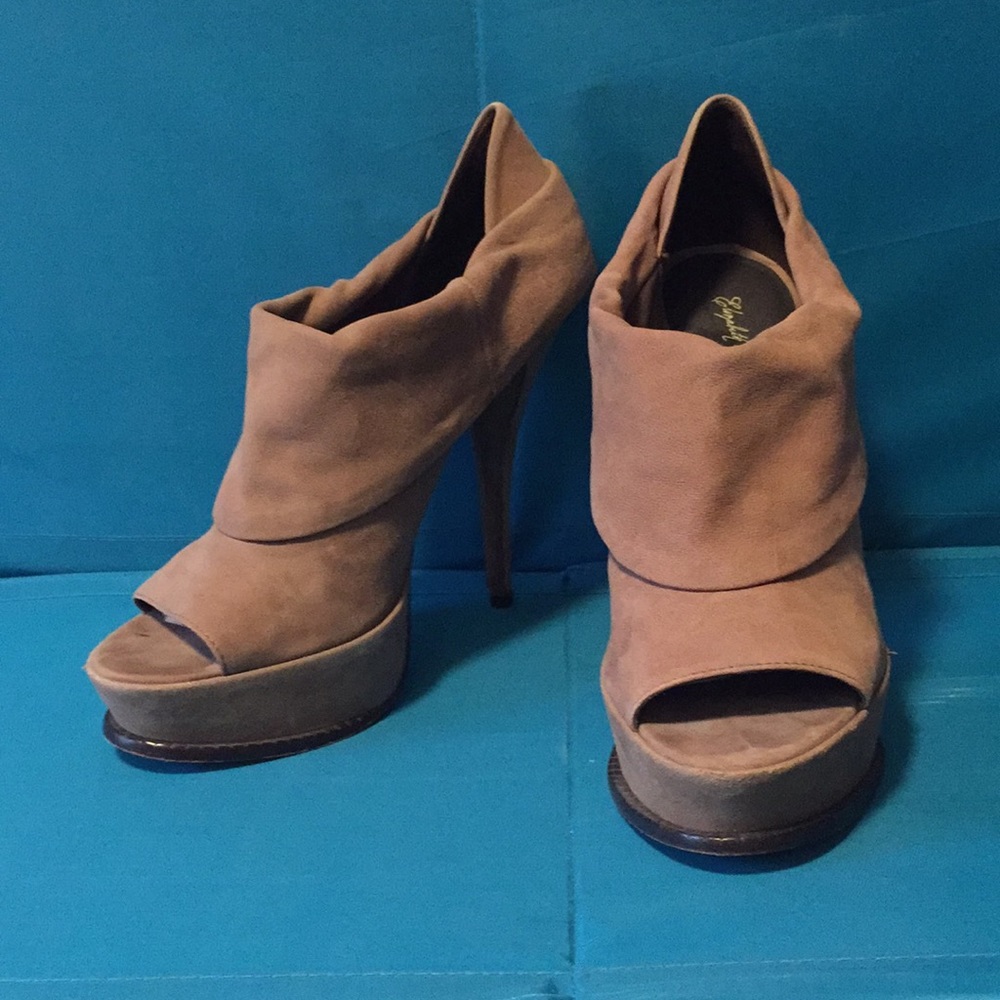 Elizabeth & James Platform Suede Peep Toe Booties
